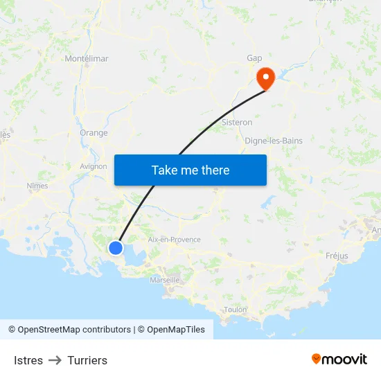 Istres to Turriers map