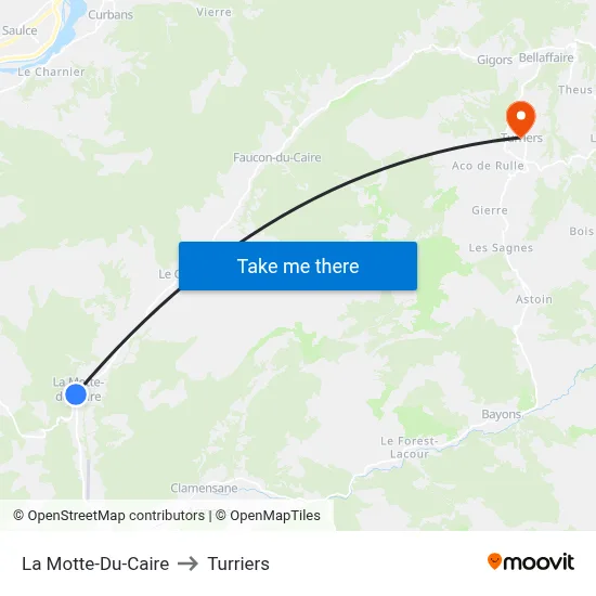 La Motte-Du-Caire to Turriers map