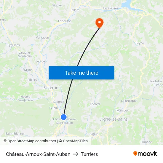 Château-Arnoux-Saint-Auban to Turriers map