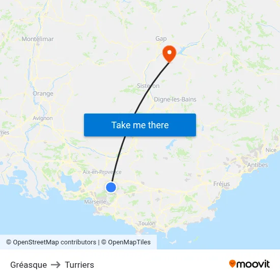 Gréasque to Turriers map