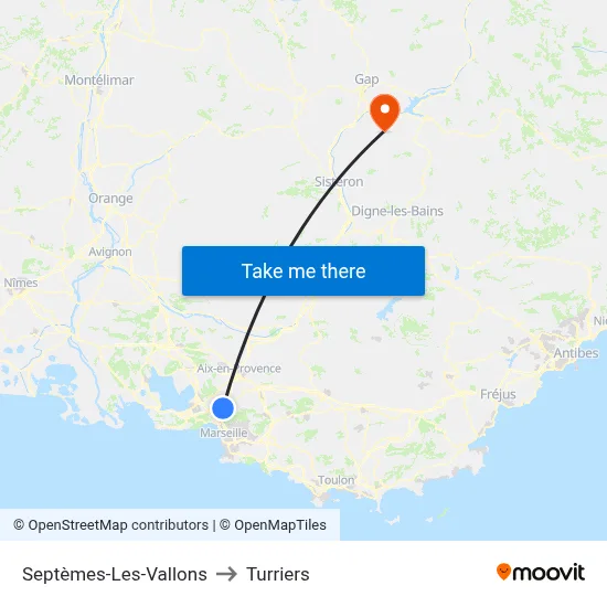 Septèmes-Les-Vallons to Turriers map