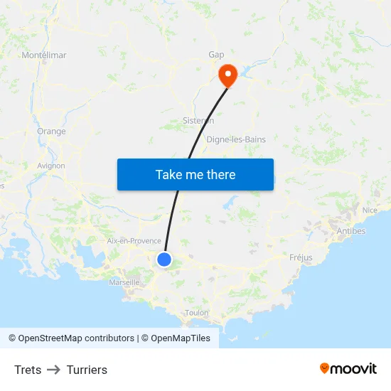 Trets to Turriers map