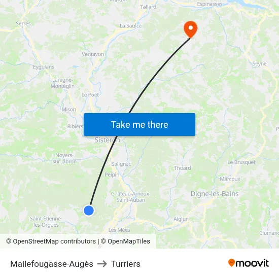 Mallefougasse-Augès to Turriers map