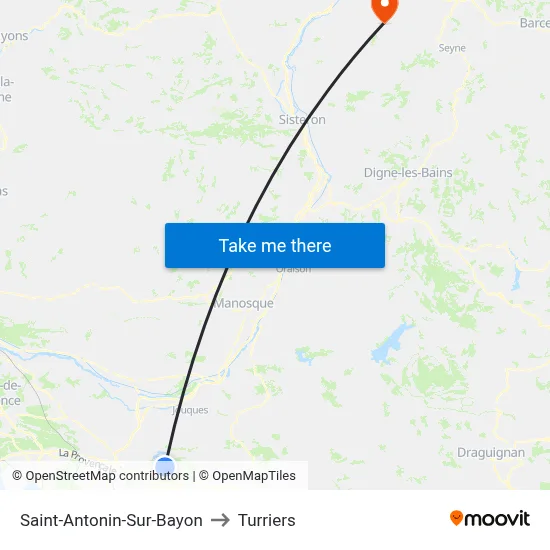 Saint-Antonin-Sur-Bayon to Turriers map