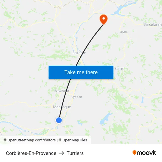 Corbières-En-Provence to Turriers map