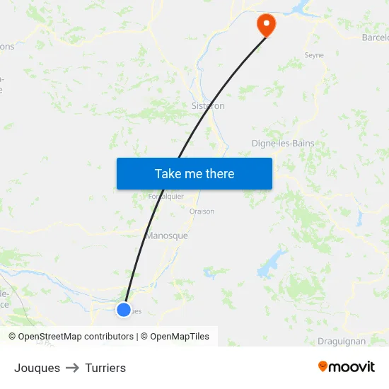 Jouques to Turriers map