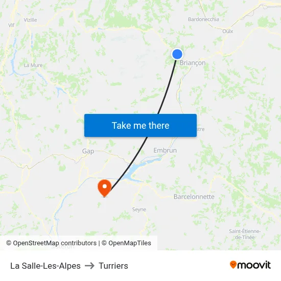 La Salle-Les-Alpes to Turriers map