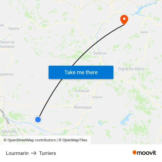 Lourmarin to Turriers map