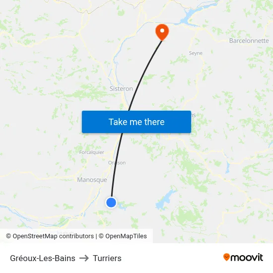 Gréoux-Les-Bains to Turriers map
