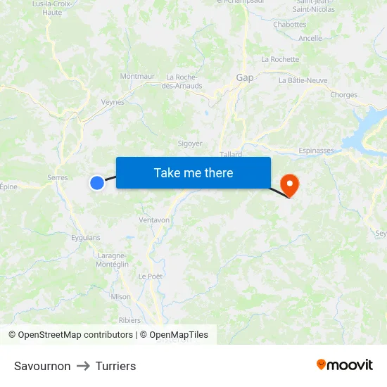 Savournon to Turriers map