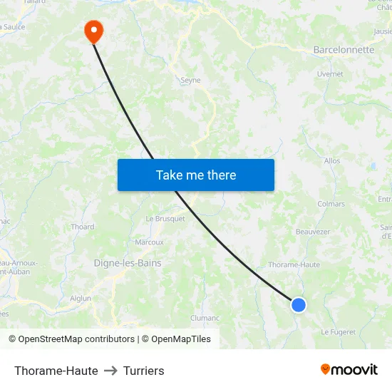 Thorame-Haute to Turriers map