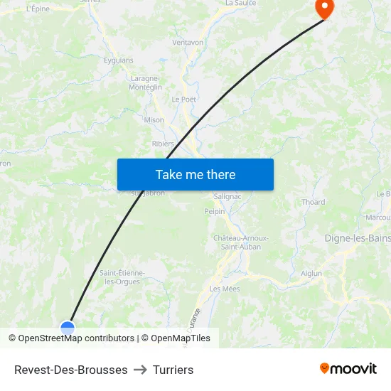 Revest-Des-Brousses to Turriers map
