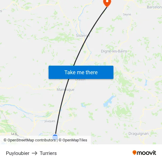 Puyloubier to Turriers map