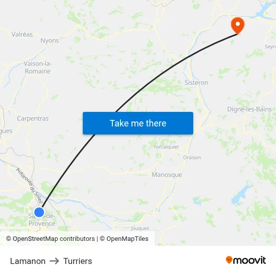 Lamanon to Turriers map