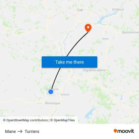 Mane to Turriers map