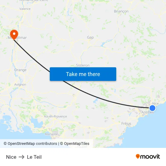 Nice to Le Teil map