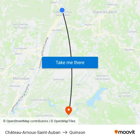 Château-Arnoux-Saint-Auban to Quinson map