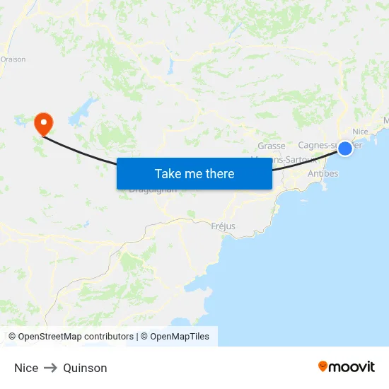 Nice to Quinson map