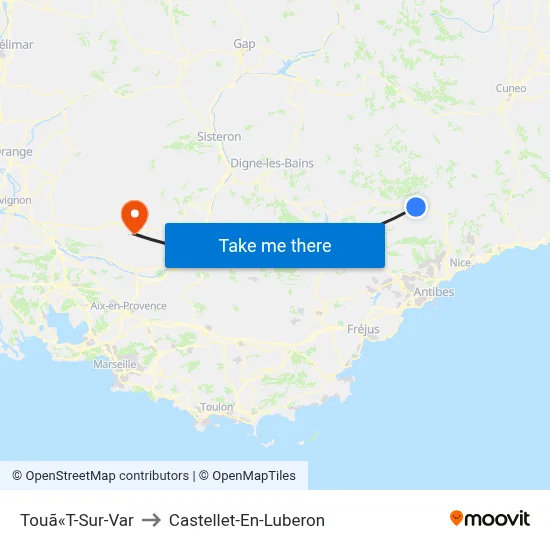 Touã«T-Sur-Var to Castellet-En-Luberon map