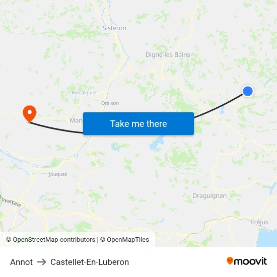 Annot to Castellet-En-Luberon map