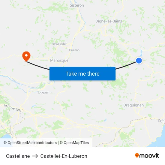Castellane to Castellet-En-Luberon map