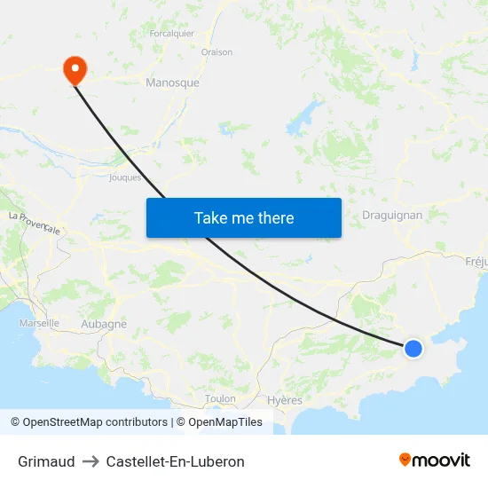 Grimaud to Castellet-En-Luberon map