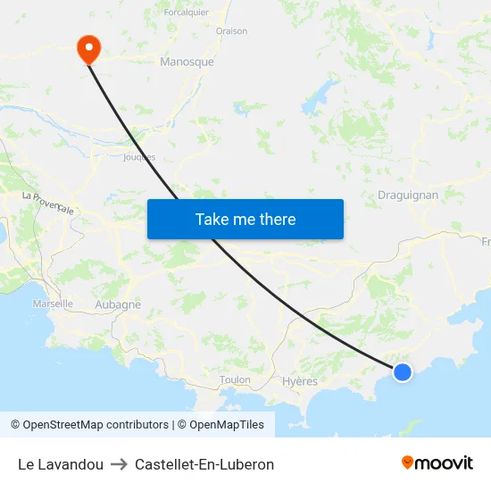 Le Lavandou to Castellet-En-Luberon map