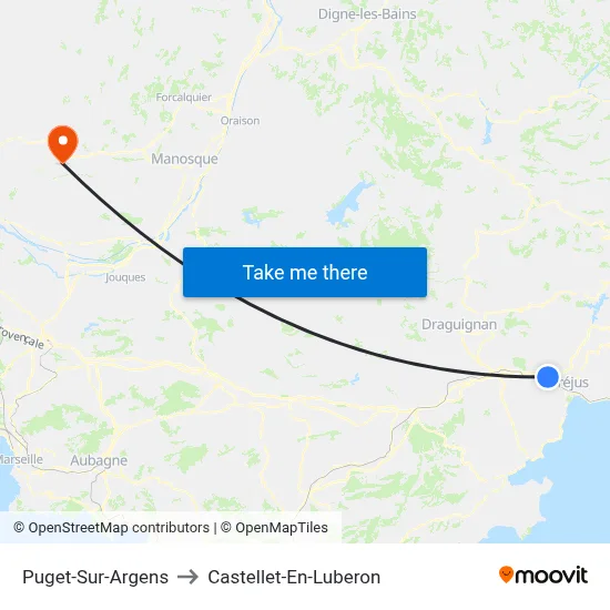 Puget-Sur-Argens to Castellet-En-Luberon map