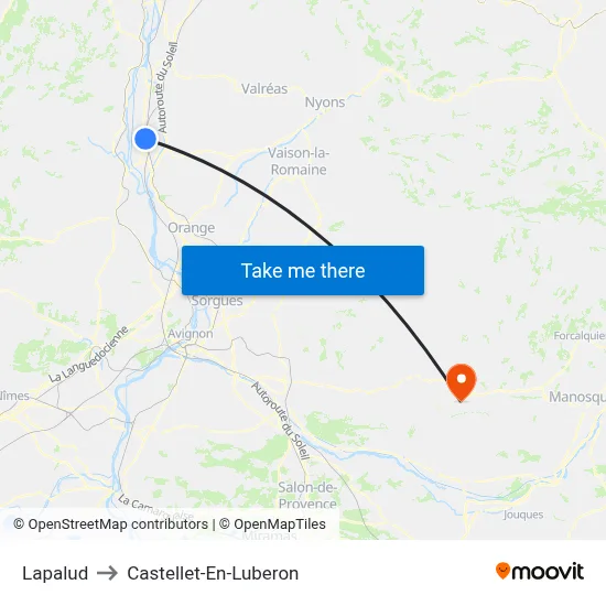 Lapalud to Castellet-En-Luberon map