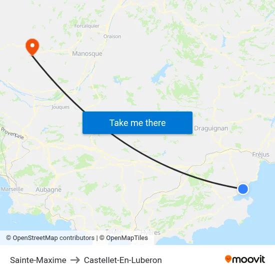Sainte-Maxime to Castellet-En-Luberon map