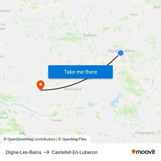Digne-Les-Bains to Castellet-En-Luberon map