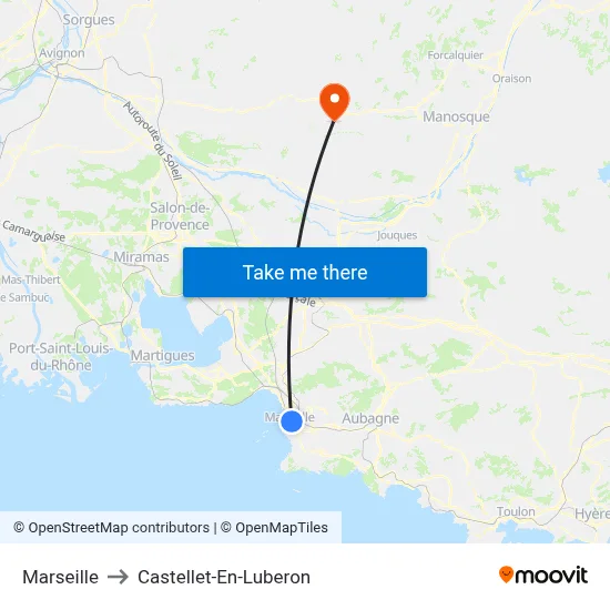 Marseille to Castellet-En-Luberon map