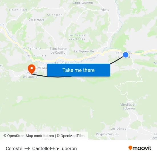 Céreste to Castellet-En-Luberon map