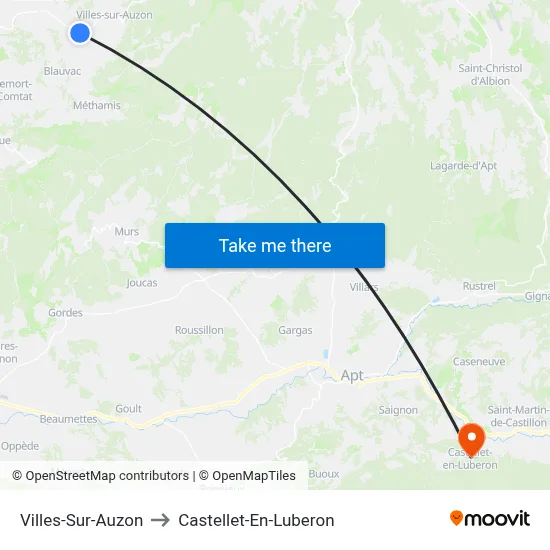 Villes-Sur-Auzon to Castellet-En-Luberon map