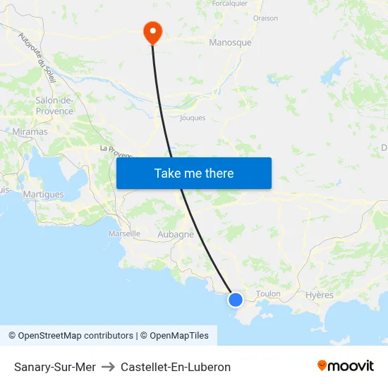 Sanary-Sur-Mer to Castellet-En-Luberon map