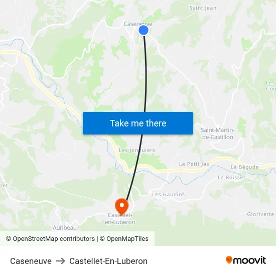 Caseneuve to Castellet-En-Luberon map