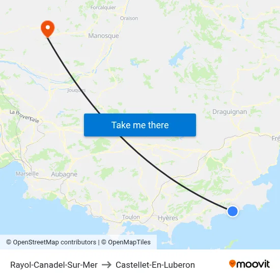 Rayol-Canadel-Sur-Mer to Castellet-En-Luberon map