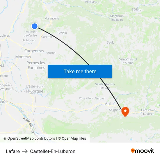 Lafare to Castellet-En-Luberon map