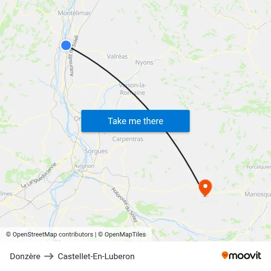 Donzère to Castellet-En-Luberon map