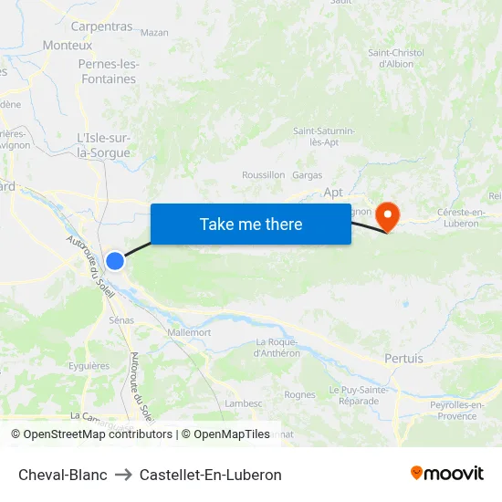 Cheval-Blanc to Castellet-En-Luberon map