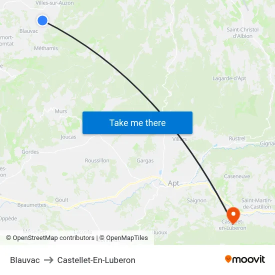 Blauvac to Castellet-En-Luberon map