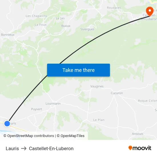 Lauris to Castellet-En-Luberon map