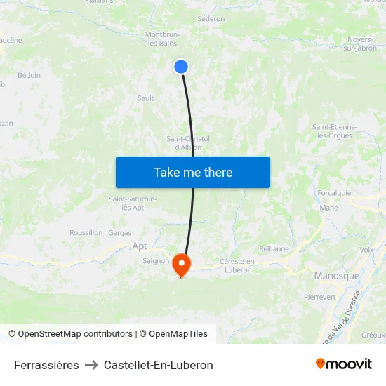 Ferrassières to Castellet-En-Luberon map