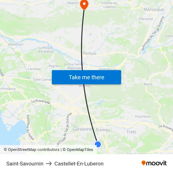 Saint-Savournin to Castellet-En-Luberon map