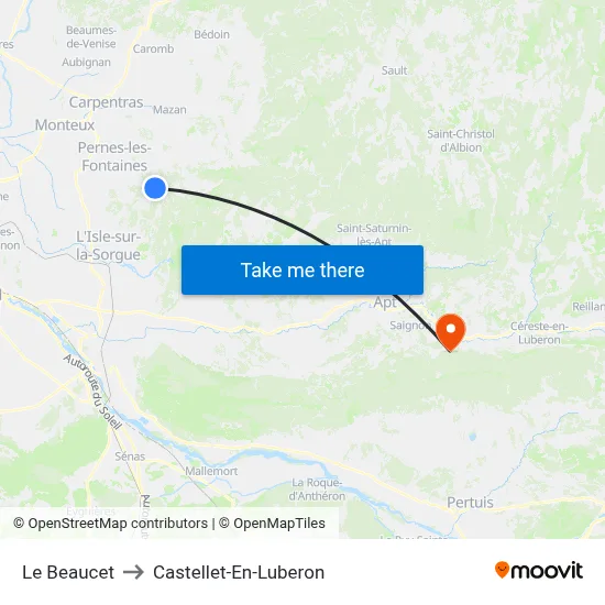 Le Beaucet to Castellet-En-Luberon map