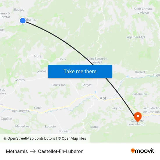 Méthamis to Castellet-En-Luberon map