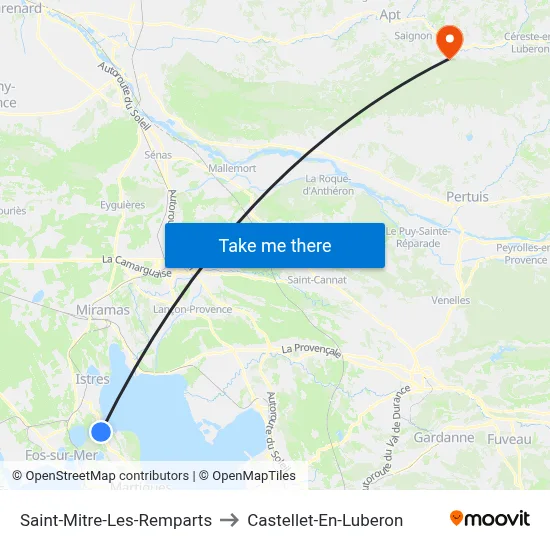 Saint-Mitre-Les-Remparts to Castellet-En-Luberon map