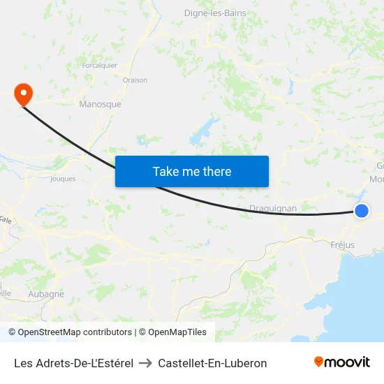 Les Adrets-De-L'Estérel to Castellet-En-Luberon map
