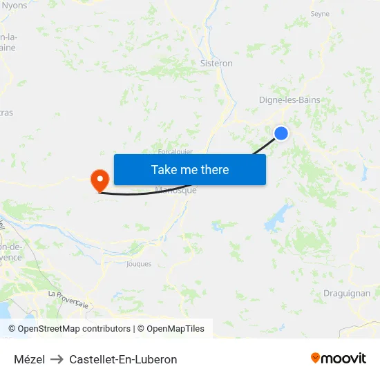 Mézel to Castellet-En-Luberon map