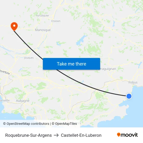 Roquebrune-Sur-Argens to Castellet-En-Luberon map